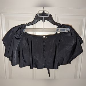 DACI Bikini Top Corset Bust Tie With Off The Shoulder Sleeves, size 18W, Black